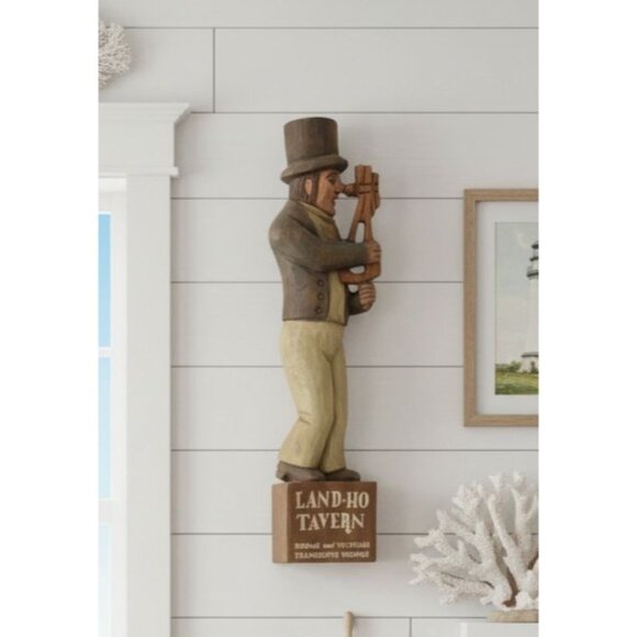 Land Ho Tavern 23.5" Nautical Hand Carved Wood Wall Sculpture George Nathan 1970 - Picture 4 of 5